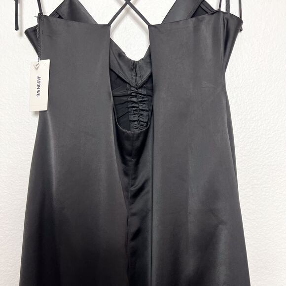 Jason Wu Black Strappy Satin Slip Midi Dress Size XL - Picture 9 of 12